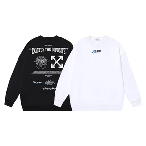OFFS new OW palm earth letter print pattern crew neck sweater WHITES - Picture 1 of 14
