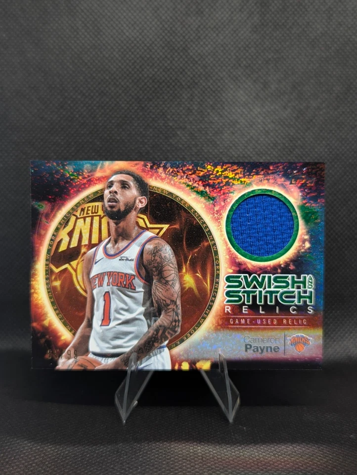 2025-26 Topps Cameron Payne #SST-CP SWISH AND STITCH GREEN/99 New York Knicks Foto 1 de 2