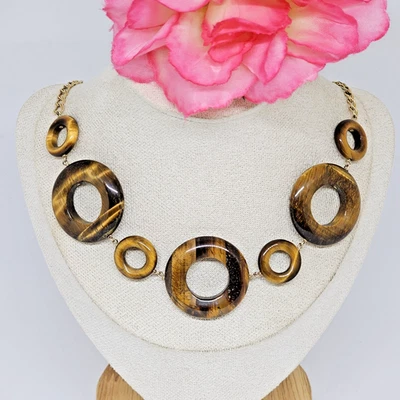 Viv & Ingrid Tigers Eye Bead Necklace Gold Filled Choker  - Image 1 of 4