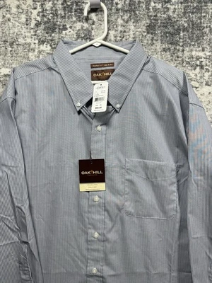 Oak Hill Men’s 2XL Dress Shirt   Non Iron Cool Dry Blue University Stripe - Image 1 of 4