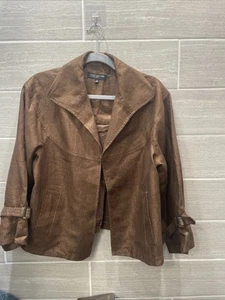 Jones New York women’s 14 Chocolate Brown linen jacket 3/4 Sleeve 100% Linen - Picture 1 of 8
