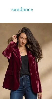 NUEVO Catálogo Sundance Mujer Blazer Terciopelo Eclipse Granate Floral Forrado Chaqueta P10 Foto 1 de 4