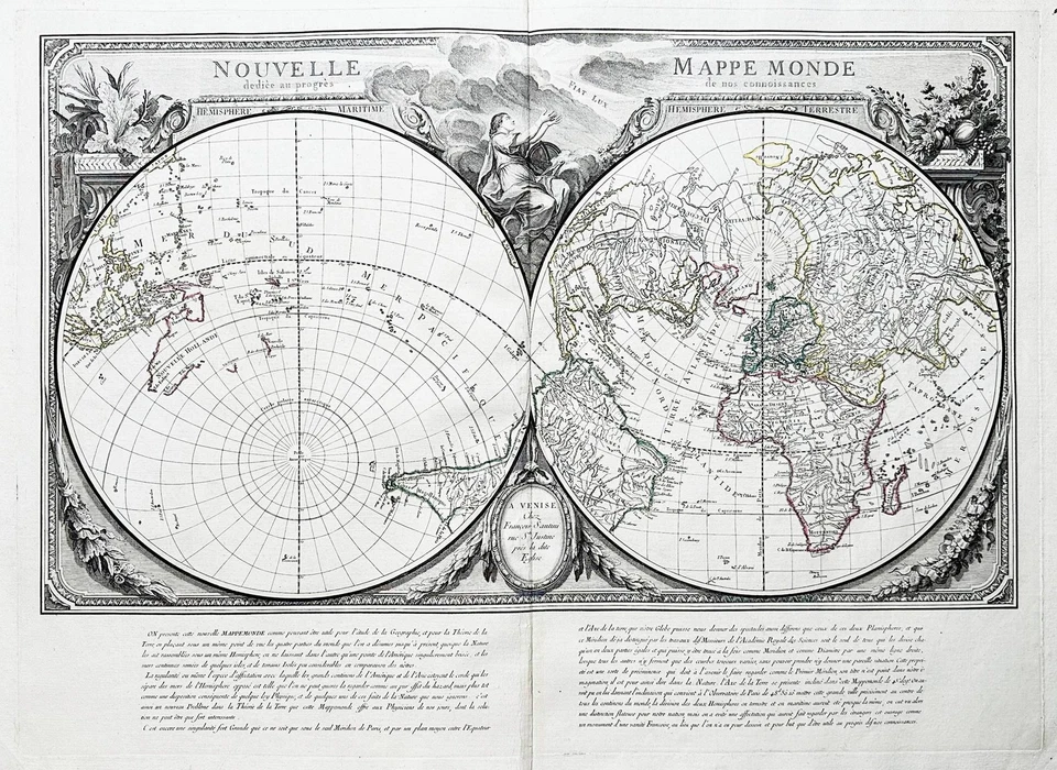 Mapa del Mundo Mapa Mappemonde Santini Cobre Grabado 1776 Foto 1 de 1