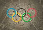 Jeux Olympiques 2024 de Paris, anneaux sur plan de Paris - Poster