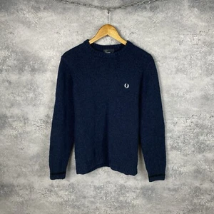Men’s Fred Perry Sweater Pullover Blue Wool Cotton Size S - Picture 1 of 6