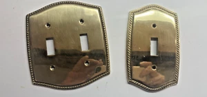 Brass Tone fancy edge metal Switch wall plate cover lot of 2, Single & Dual - Picture 1 of 8