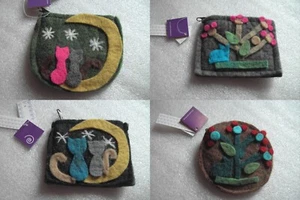 PORTAMONETE PORTASPICCI LANA COTTA COIN PURSE ETNICO NEPAL - Imagen 1 de 5