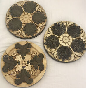 Wall tile 3D Decorative Decor Artistic Rustic Resin Round Plaque Set of 3