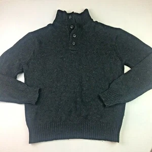 Suéter para hombre talla grande mezcla lana mezcla gris tejido acanalado cuello t botón - Imagen 1 de 8