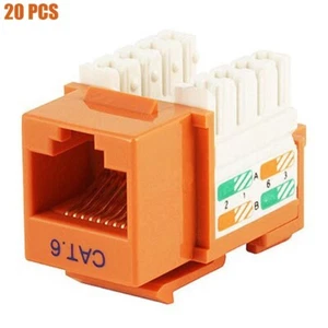 20x Cat 6 Keystone Jack Punch Down 20 pcs Pack Orange Network Keystone Jack Cat6 - Picture 1 of 4