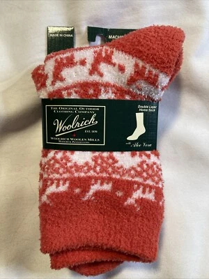 NUEVO Rojo Woolrich Doble Capa Hogar Calcetines Aloe Vera Ciervo Reno Regalo NAVIDAD Foto 1 de 3