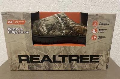 Камуфляжные тапочки Realtree SlipOn для помещений и улицы из пеноматериала с эффектом памяти мужские размер M 8-9 - Изображение 1 из 3