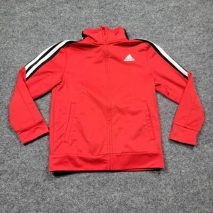 Adidas Track Jacket Youth Boys 6 Red Full Zip Activewear Training High Neck - Picture 1 of 8