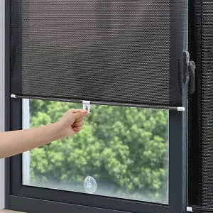 No Drill Blackout Blind Shade with 3 Suction Cups, Black 20"W x 49"H, - Picture 1 of 7