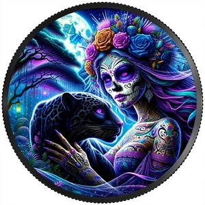 Mexico 2023 Dia de los Muertos Special Edition Jaguar 1 oz silver coin colorized - Imagen 1 de 5