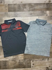 Under Armour Boys Lot of 2 Size Youth Medium Casual Golf Heat Gear Polo Shirts - Picture 1 of 11