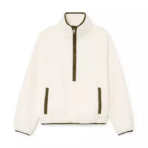 The Upside Small Women's Harlow Pullover Fleece Half-Zip Sweater Bone- New - Picture 1 of 24