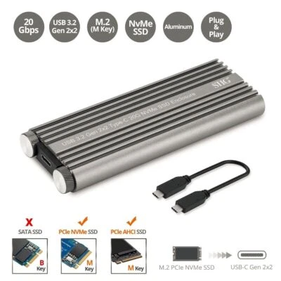 SIIG JU-SA0X11-S1 USB3.2 Gen 2x2 Type-C 20G MVMe SSD Enclosure Brown Box - Image 1 of 4