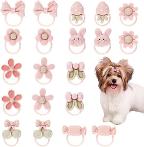 Small Dog Pets Hair Bows with Rubber Band, Elastic Puppy Pink Hair Clips 20Pcs - Picture 1 of 9