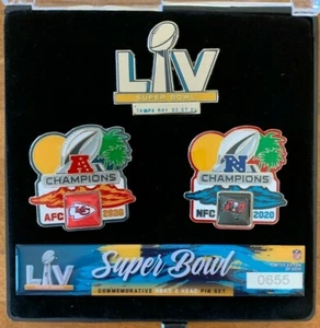 2021 SUPER BOWL PIN SET OF THREE (3) SUPERBOWL LV 55 CHIEFS BUCCANEERS 57 LVII - Picture 1 of 1
