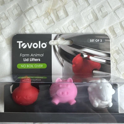 Elevadores de tapa de animales de granja Tovolo ~ Juego de 3 ~ evita que la maceta hierva nuevos Foto 1 de 3