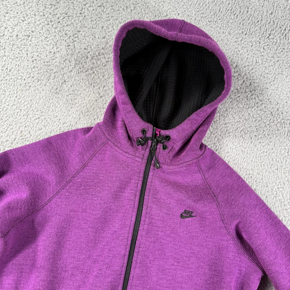 Мужская толстовка с капюшоном Nike большая фиолетовая черная на молнии спортивная одежда шерстяная смесь теплая куртка - Изображение 1 из 4