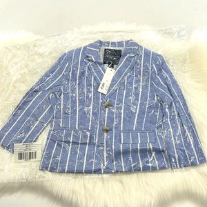 Janie and Jack Stripe Two Button Blazer - Blue/White - 3 - New with tags - Picture 1 of 5