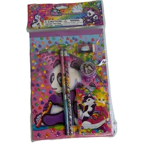 Lisa Frank Panda Set Notepad Sketchbook Memo Pad Pencil Eraser Sharpner 6 Pieces - Picture 1 of 6