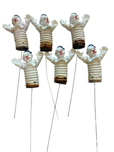 (6) Kitchy Vintage Clowns Sticks Plant Ornaments RARE - Picture 1 of 6