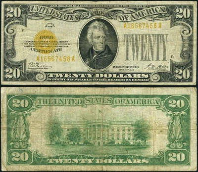 FR. 2402 $20 1928 Gold Certificate A-A Block Fine+ - Image 1 of 3