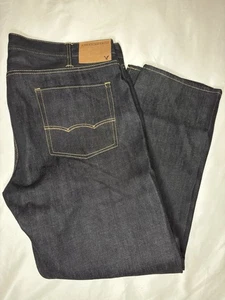 American Eagle Slim Straight Jeans Men’s Size 40x30 Dark Blue Selvedge Raw Denim - Picture 1 of 8