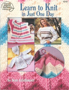 Learn To Knit In One Day 1994 Leinhauser ASN #1210 Easy Hat Scarf Baby Sweater - Picture 1 of 9