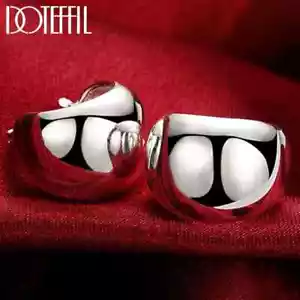 DOTEFFIL Orecchino Cerchio Argento Sterling 925 Forma Uovo Liscio Carini Gioielli Romantici - Foto 1 di 5