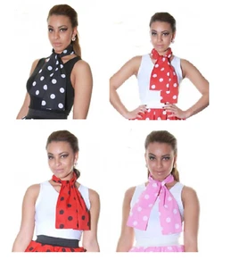 Ladies Polka Dot 1950 60s Scarf Hen Party Pink Lady Fancy Dress Costume Cosplay - Picture 1 of 8