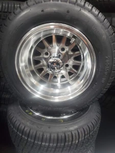 10" Machined Golf Cart Wheels/Tires (205-50-10) - Set of 4-18" Overall Size - Bild 1 von 3