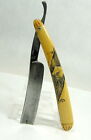 Antique Yankee Cutlery "07" Straight Razor With Pressed & Inked Horse Scales 