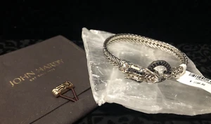 💕John Hardy Legends Naga Dragon Blk Sapphire Bracelet Sterling Size M - NWT! - Picture 1 of 6