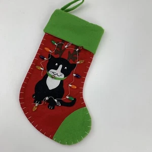 Gato con astas y luces de Navidad medias de 13" decoración navideña - Imagen 1 de 3