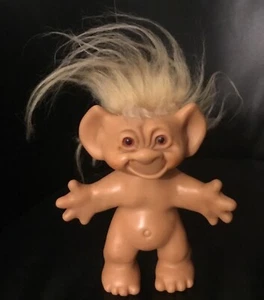 VTG Uneeda Wishnik Troll Doll Large Head Turns 6” White Hair Brown Eyes - Picture 1 of 11