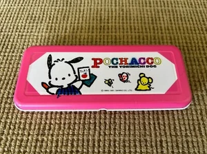 Vtg Pochacco 89-91 Pink Slim Tin can Pencil Case Rare Only 3 Yrs Manufactured - Picture 1 of 12