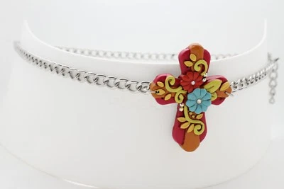 Mujeres Cinturón Moda Occidental Cadera Cintura Alta Plateado Metal Cadenas Cruz Plus XL XXL Foto 1 de 4