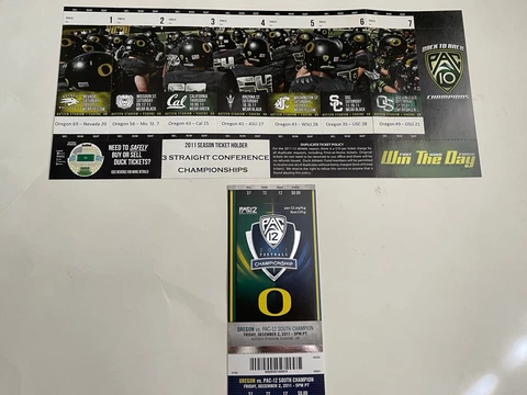 OREGON DUCKS FOOTBALL 2011 SEASON TICKETS UNCUT PHOTO SHEET ROSE BOWL SEASON Cover