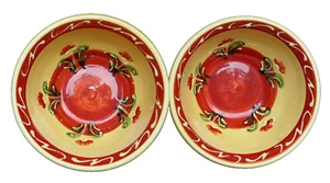 Cerámica Padilla : Zwei handbemalte runde Dessert Salat Schüsseln Ø 14 cm H 7 cm - Bild 1 von 9