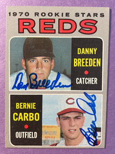 SIGNED BERNIE CARBO/DANNY BREEDEN 1970 TOPPS ROOKIE AUTOGRAPHED CARD - REDS