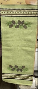 REGAL COMFORT “Green Pinecones ” TABLE RUNNER 15”x 36” - Picture 1 of 2