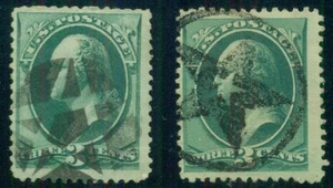 Billetes de 3 ¢ de EE. UU. #158,184 con estrella negativa y estrella en estrella elegantes cancelaciones, en muy buen estado - Imagen 1 de 1