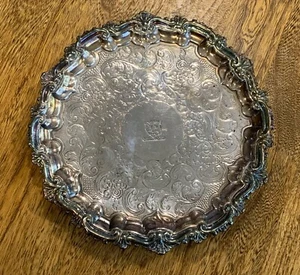 Bandeja Salver Sheffield antigua de Waterhouse, Hodson con cresta de gato - Imagen 1 de 9