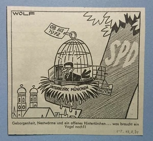 Old Display Tageblatt Coburg 13.03.71 Political Satire Politics Economy Wolf - Picture 1 of 2
