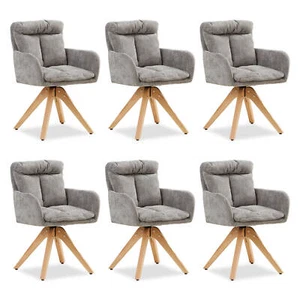 Stühle Esszimmer 6er Set Polsterstühle Armlehne Sessel Drehbar Grau Homestyle4u - Bild 1 von 8