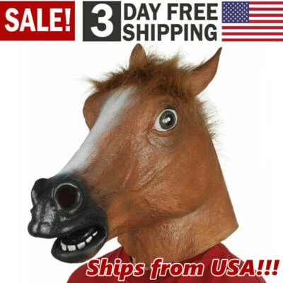 Máscara de caballo cabeza completa melena realista cosplay cabeza de adulto látex carnaval Foto 1 de 4